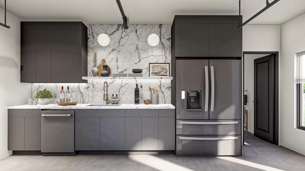 Plan 623218DJ: Modern Poolhouse with Two Changing Rooms and an Outdoor Fireplace - Image #7 - Contemporary, Mid Century Modern, Modern