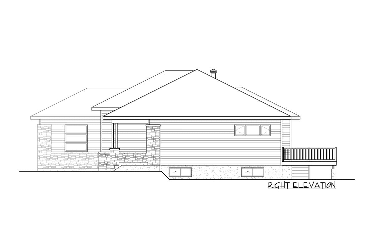 Plan 80996PM: Hip Roof Modern Prairie House Plan Under 1600 Square Feet with 2 Bedrooms - Image #4 - Contemporary, Mid Century Modern, Modern, Prairie