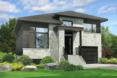 Contemporary Split-level Home Plan with Storage in 1-Car Garage