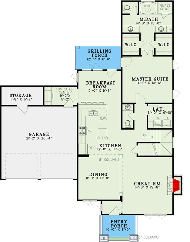 Plan 5914ND: 3 Bed House Plan Under 2000 Square Feet with Rustic Exterior and Bonus Expansion - Floor Plan - Main Level - Cabin, Country, Craftsman, Rustic, Traditional