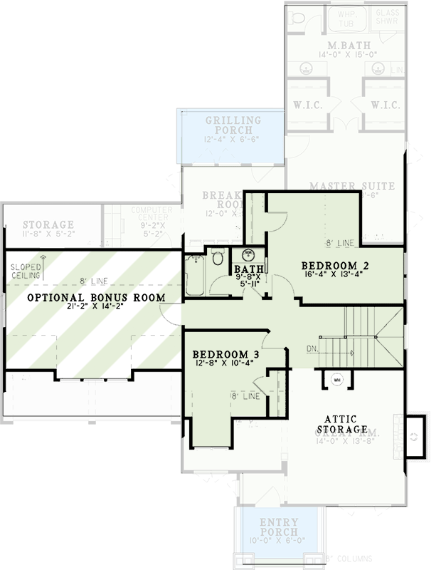 Plan 5914ND: 3 Bed House Plan Under 2000 Square Feet with Rustic Exterior and Bonus Expansion - Floor Plan - 2nd Floor - Cabin, Country, Craftsman, Rustic, Traditional