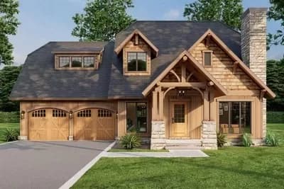 3 Bed House Plan Under 2000 Square Feet with Rustic Exterior and Bonus Expansion