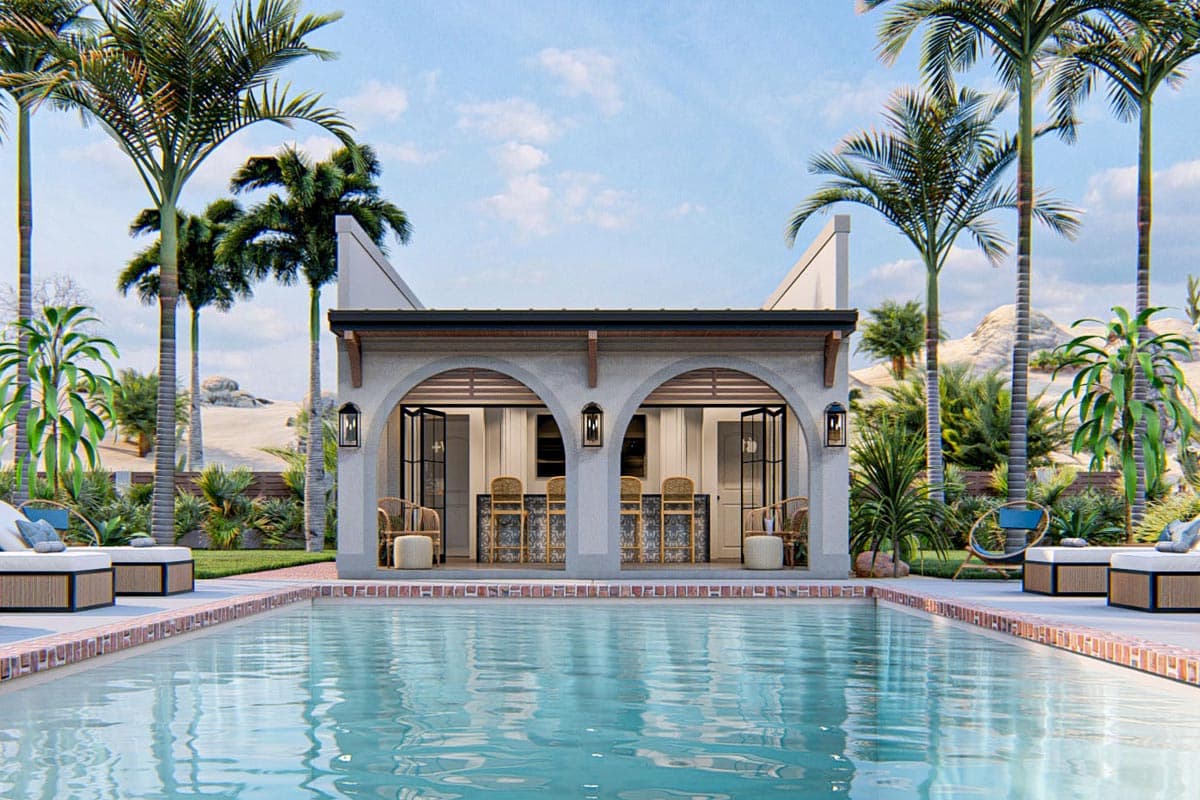 Plan 623219DJ: Wood and Stucco 355 Square Foot Poolhouse - Image #9 - Country, European, Southwest