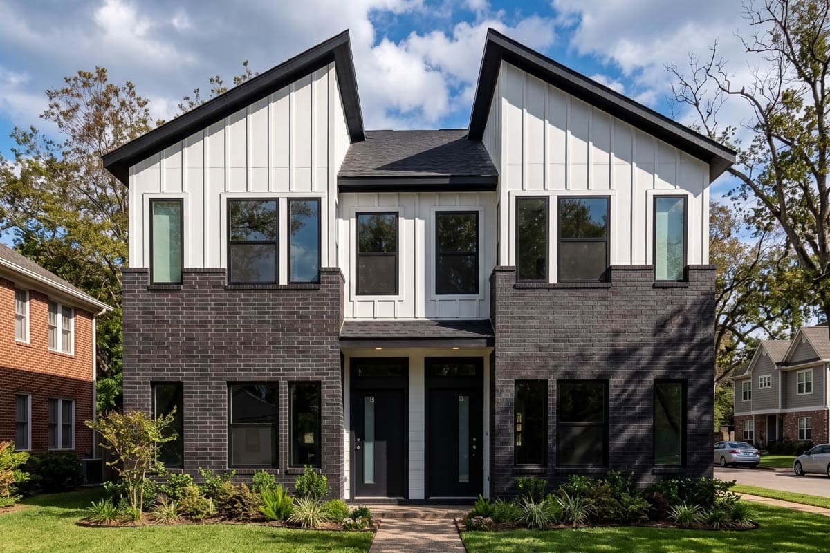 Plan image - 100300GHR:Modern Duplex House Plan with 950 Square Foot Units with Roommate-Style Upstairs Layout