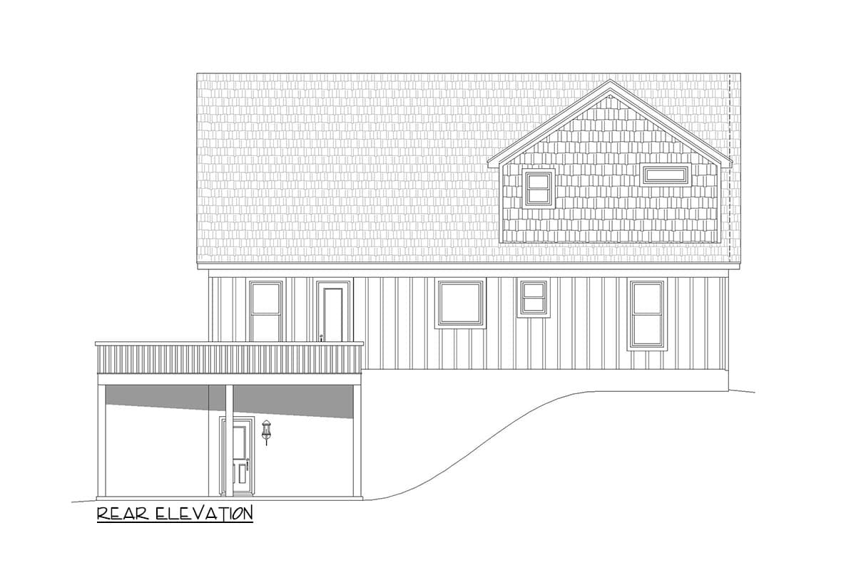Plan 680108VR: 2-Story Mountain House Plan with Wrap-Around Deck and Lower Level Parking - 2178 Sq Ft - Image #4 - Country, Craftsman, Mountain, Rustic