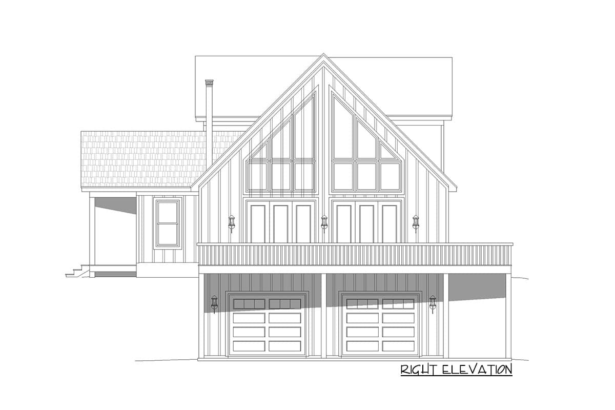 Plan 680108VR: 2-Story Mountain House Plan with Wrap-Around Deck and Lower Level Parking - 2178 Sq Ft - Image #5 - Country, Craftsman, Mountain, Rustic