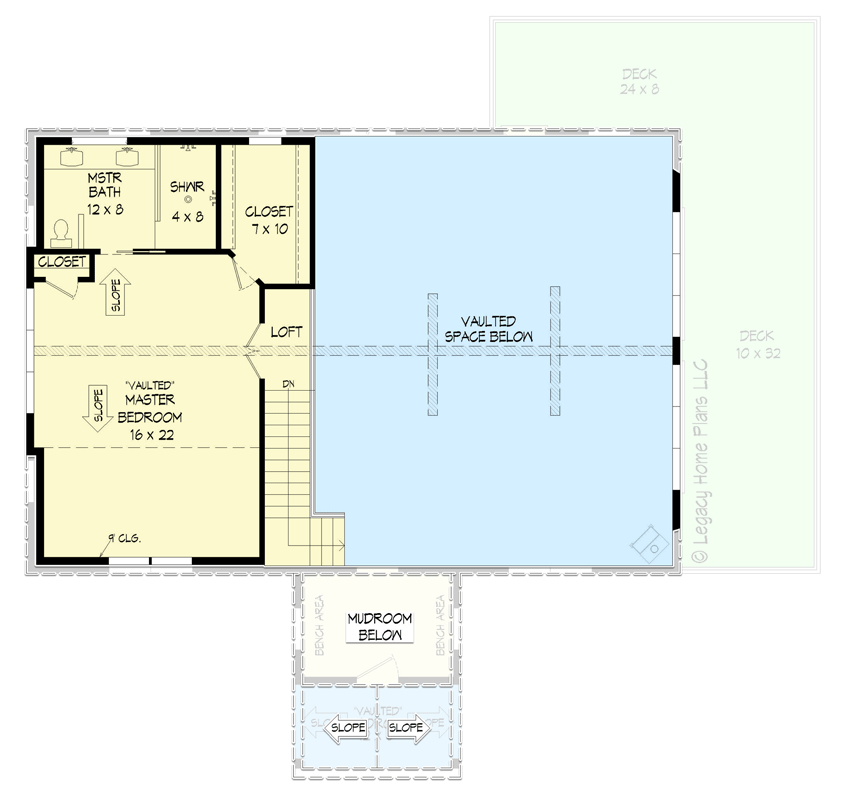 Plan 680108VR: 2-Story Mountain House Plan with Wrap-Around Deck and Lower Level Parking - 2178 Sq Ft - Floor Plan - 2nd Floor - Country, Craftsman, Mountain, Rustic