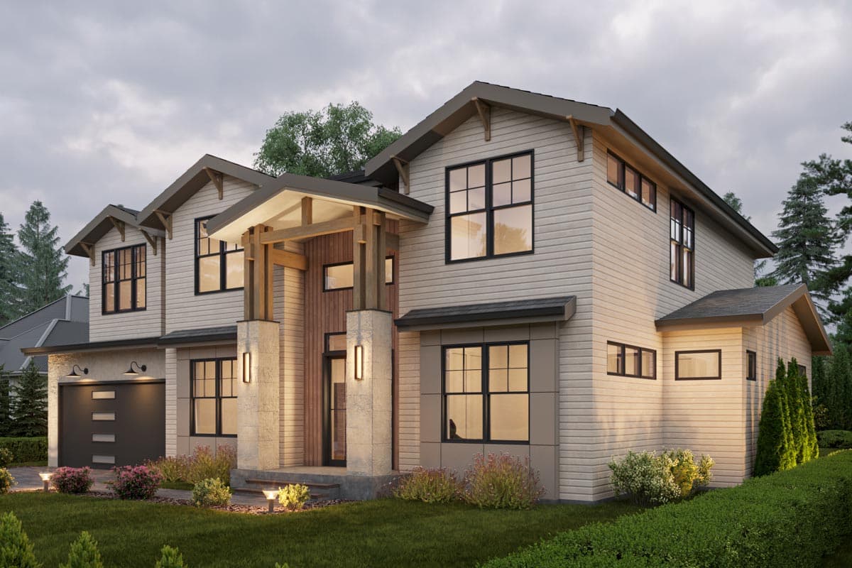 Plan 666201RAF: Over 4,000 Square Foot New American Home Plan with Office and Bonus Room - Image #4 - Contemporary, Craftsman, Modern, Mountain, New American, Northwest
