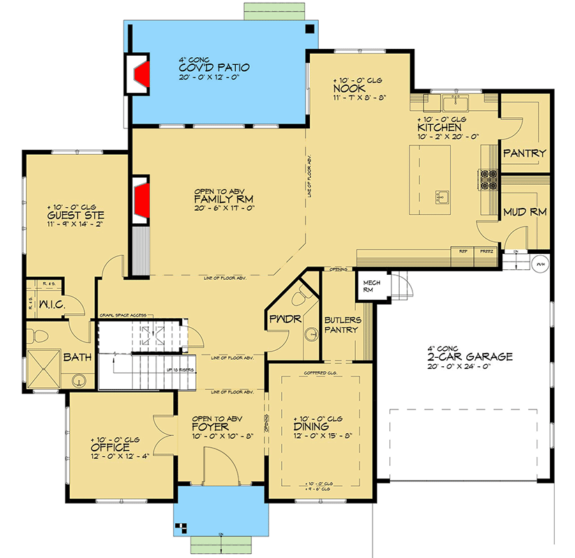 Plan 666202RAF: Modern Northwest House Plan with Over 4,000 Square Feet of Living Space - Floor Plan - Main Level - Contemporary, Mid Century Modern, Modern, Northwest