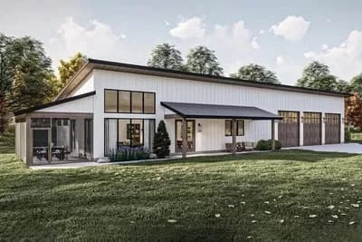 Luxurious and Comfortable 1900 Square Foot 3-Bed Barndominium-Style House Plan