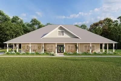 Southern Traditional House Plan with Flex Room and Full Wrap-Around Porch