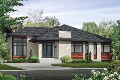 One-Level 1745 Square Foot Modern Bungalow with 2-Car Garage