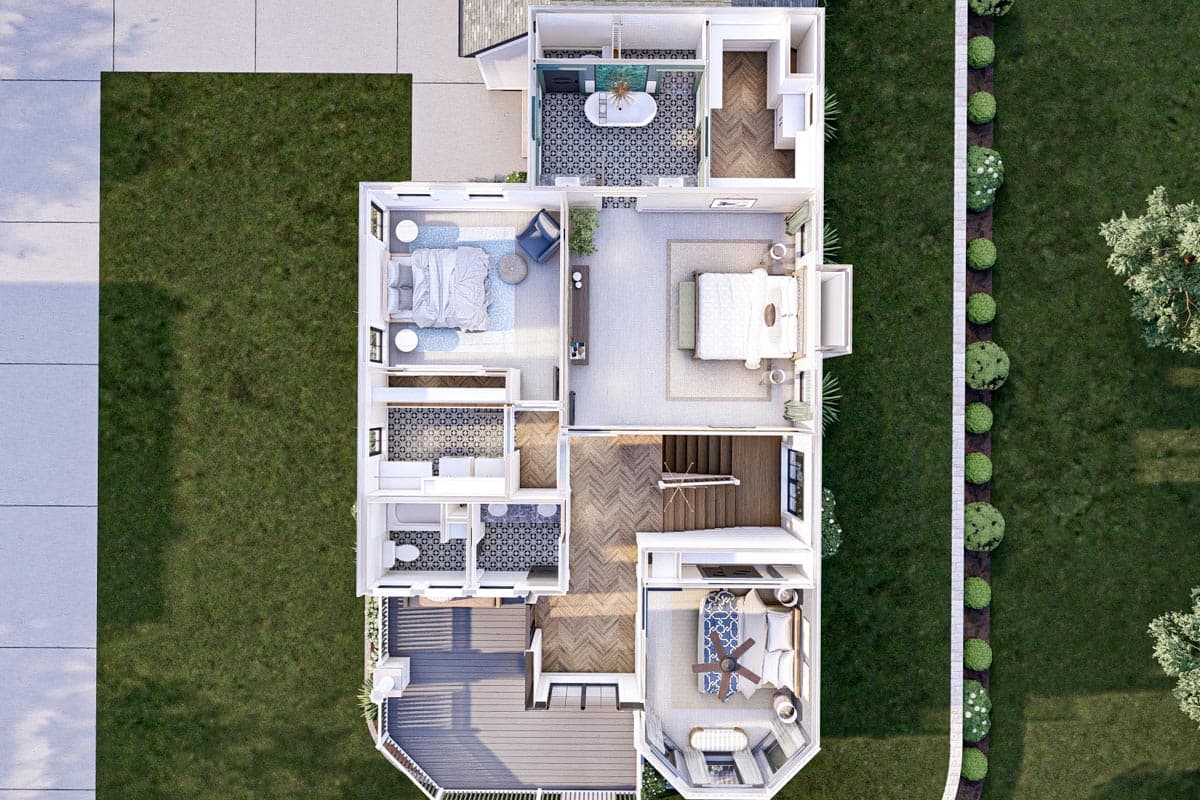 Plan 623221DJ: Contemporary Victorian-Style House Plan Under 2500 Square Feet with 3 Bedrooms - Image #26 - Contemporary, Country, Traditional, Transitional, Victorian