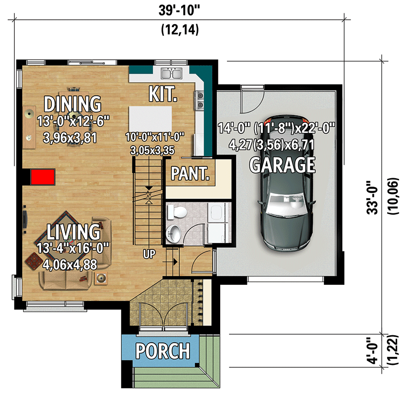 Plan 801034PM: Modern 1545 Square Foot 3-Bed 2-Story House Plan  - Floor Plan - Main Level - Contemporary, Northwest, Transitional