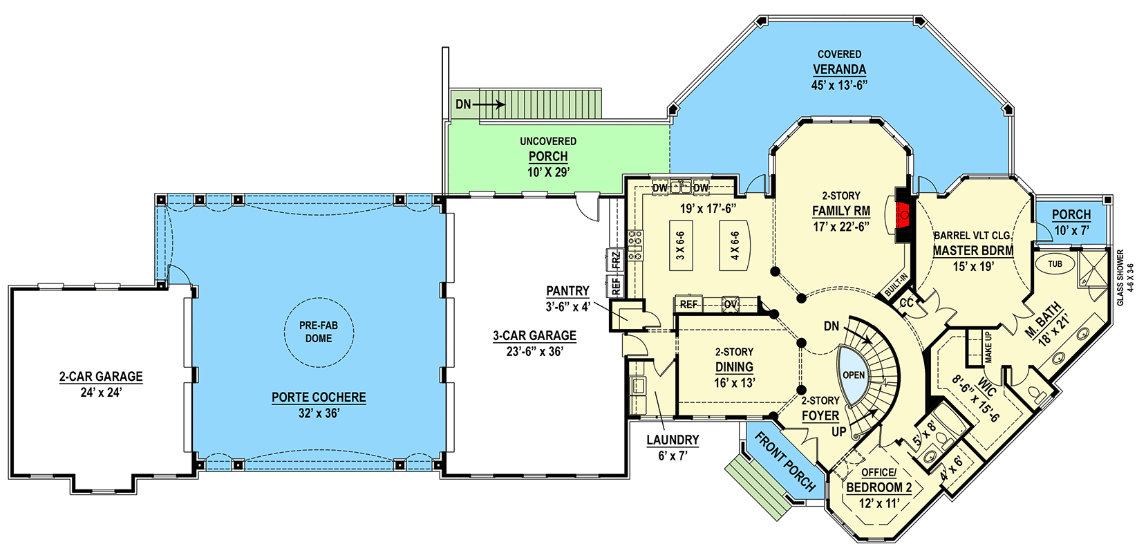 Plan 12126JL: 4-Bed French Country House Plan Around 3,000 Square Feet - Floor Plan - Main Level - Country, European, French Country, Southern