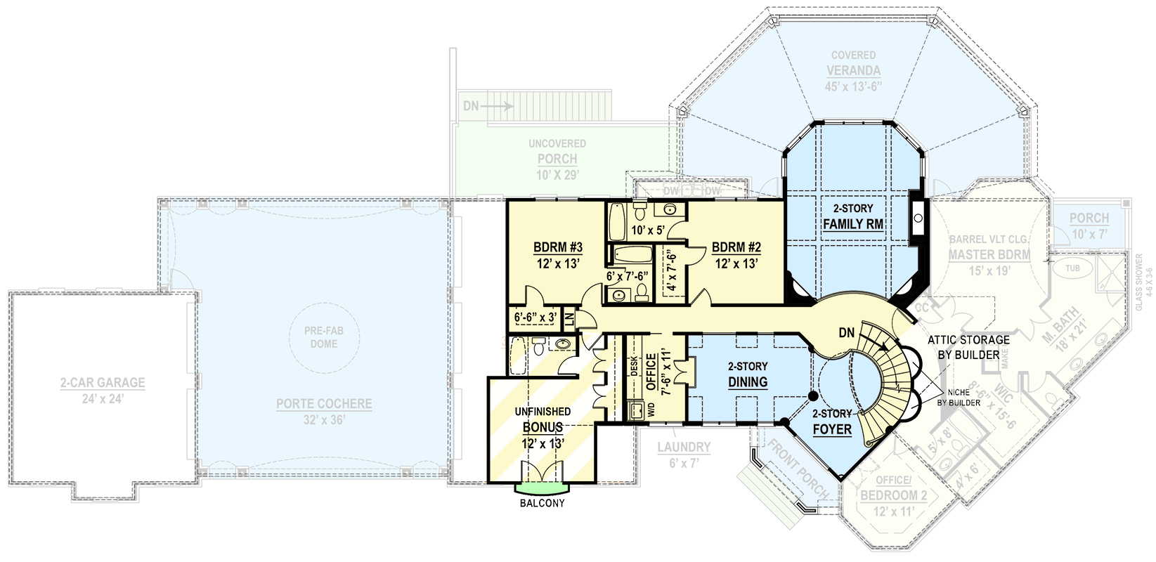 Plan 12126JL: 4-Bed French Country House Plan Around 3,000 Square Feet - Floor Plan - 2nd Floor - Country, European, French Country, Southern