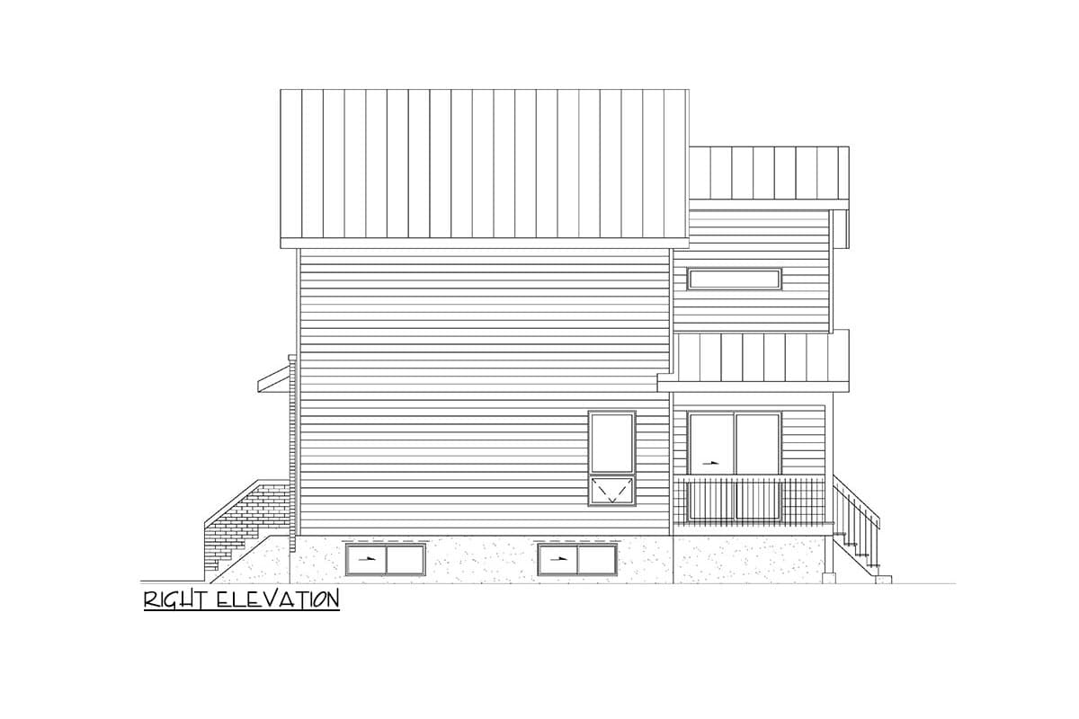 Plan 801036PM: Modern Urban Home Plan Under 1400 Square Feet with 3 Bedrooms - Image #4 - Mid Century Modern, Modern, Northwest