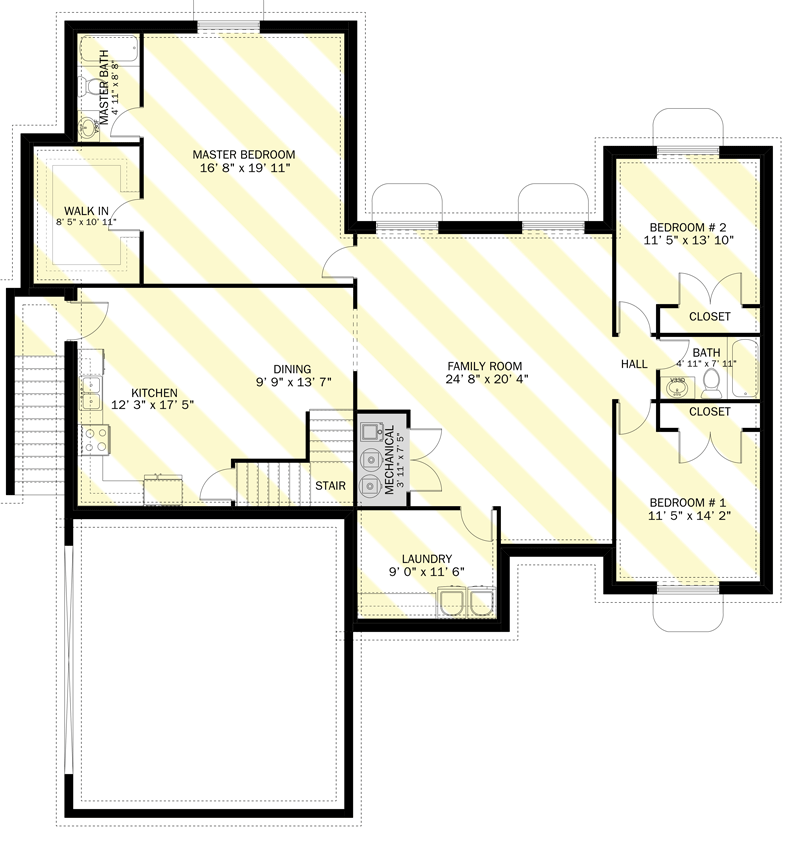 Plan 61428UT: Ranch Home Plan with 3-Beds on Main Level and Optional 3-Bed ADU on Lower Level - Floor Plan - Optionally Finished Lower Level - Country, Craftsman, New American, Ranch