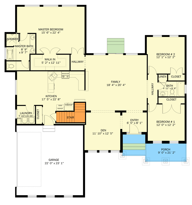 Plan 61428UT: Ranch Home Plan with 3-Beds on Main Level and Optional 3-Bed ADU on Lower Level - Floor Plan - Main Level - Country, Craftsman, New American, Ranch
