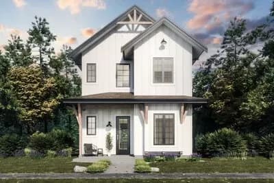 22-Foot-Wide 4-Bedroom Farmhouse Plan