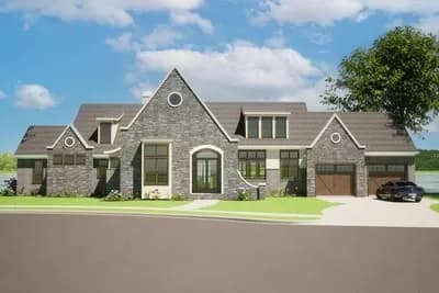 Transitional European House Plan with Finished Basement and Large Rear Porches