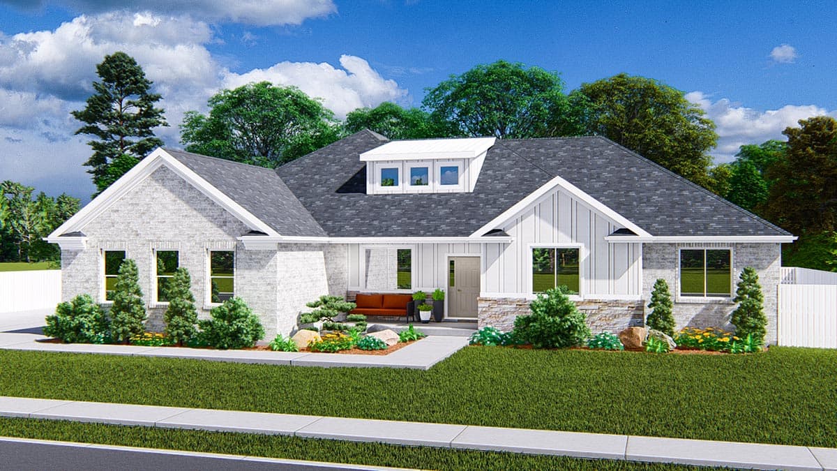 Plan 61429UT: New American Ranch Home Plan with Option to Finish Basement - 2404 Sq Ft - Image #8 - Country, Craftsman, New American, Ranch