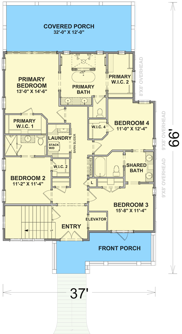 Plan 765048TWN: 4-Bed Coastal Contemporary with Elevator Under 3100 Square Feet - Floor Plan - Main Level - Beach, Coastal, Coastal Contemporary, Contemporary, Low Country, Southern