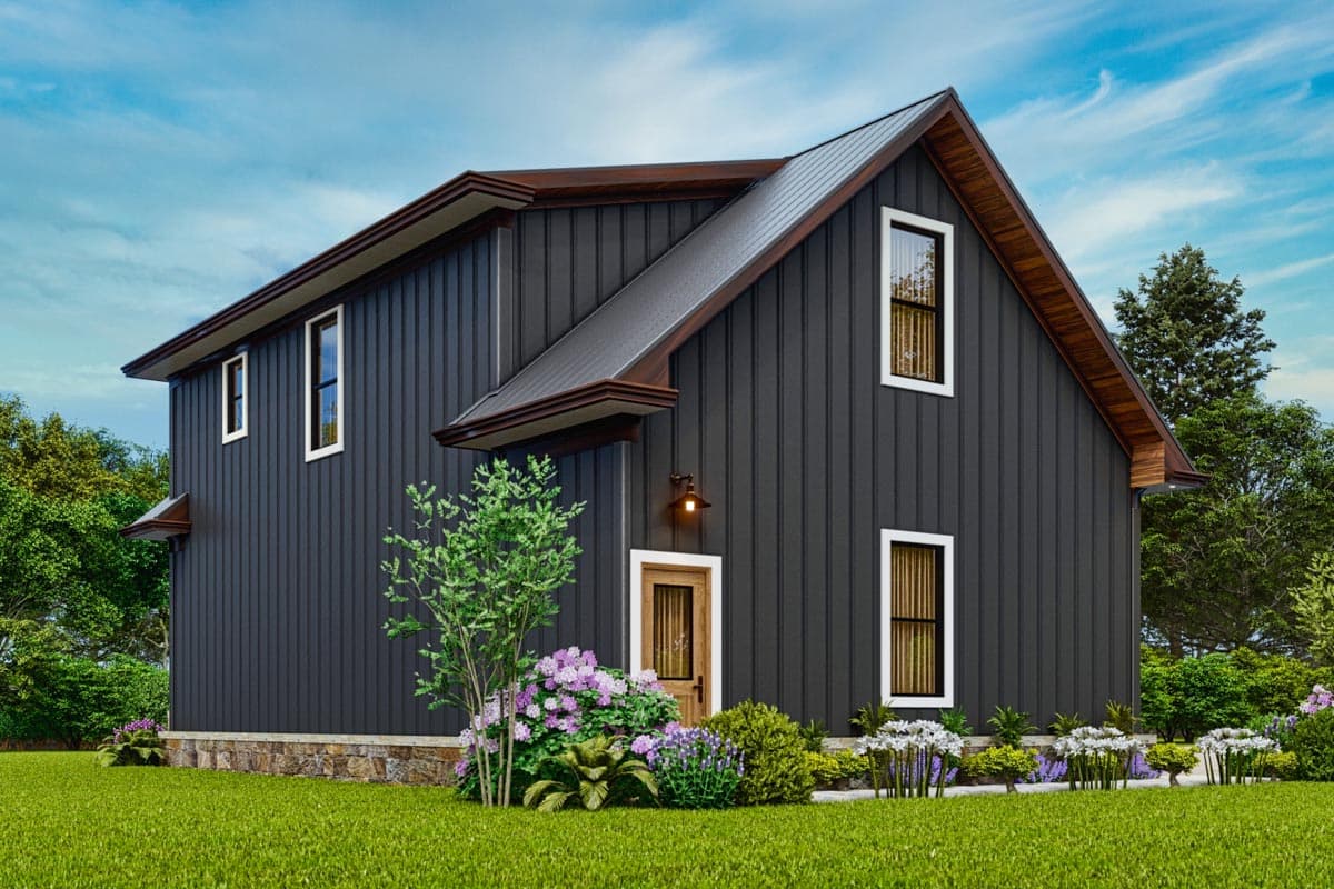 Plan 25803GE: 664 Square Foot 1-Bed Apartment Above 3-Car Garage - Image #8 - Carriage, Country, Craftsman, Mountain, New American, Rustic