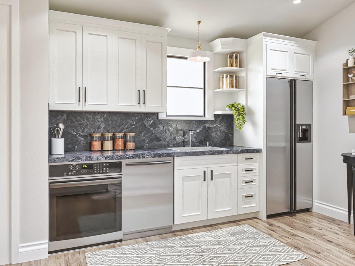 Plan 25803GE: 664 Square Foot 1-Bed Apartment Above 3-Car Garage - Image #9 - Carriage, Country, Craftsman, Mountain, New American, Rustic