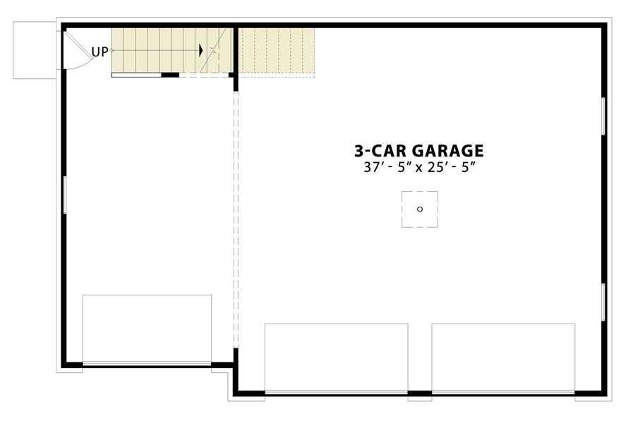 Plan 25804GE: Rustic 3-Car Detached Garage with Almost 500 Square Feet of Usable Space Upstairs - Floor Plan - Main Level - Craftsman, Modern Farmhouse, Rustic, Shingle, Traditional