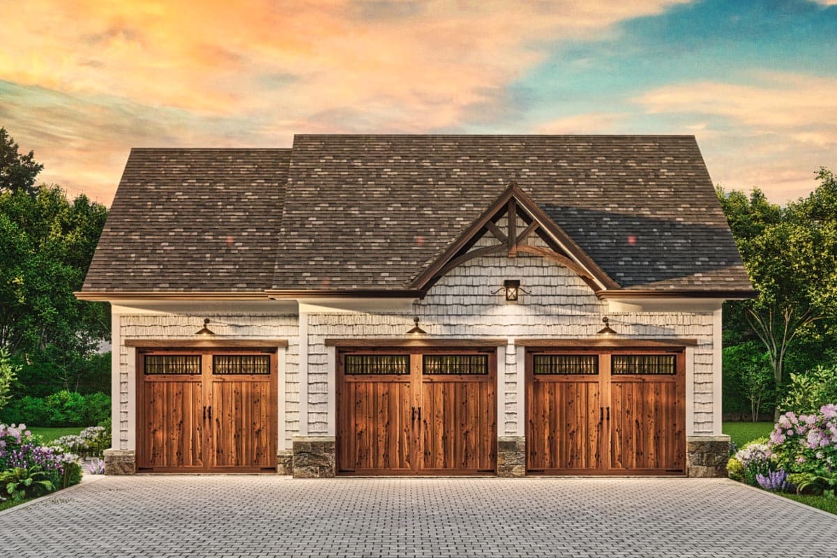 Plan 25804GE: Rustic 3-Car Detached Garage with Almost 500 Square Feet of Usable Space Upstairs - Image #7 - Craftsman, Modern Farmhouse, Rustic, Shingle, Traditional
