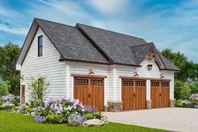 Rustic 3-Car Detached Garage with Almost 500 Square Feet of Usable Space Upstairs