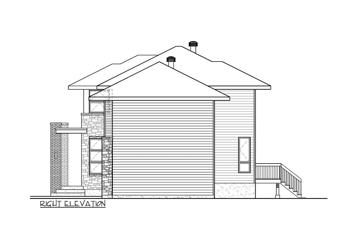 Plan 801039PM: Modern 2-Story House Plan Under 1900 Square Feet with Family Room Over Garage - Image #4 - Modern, Northwest, Prairie