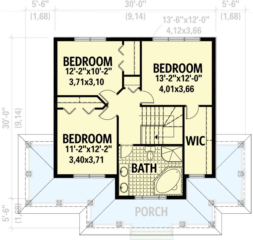 Plan 801041PM: Midsized 3 Bed Farmhouse with Wraparound Porch - Floor Plan - 2nd Floor - Country, Farmhouse, Traditional