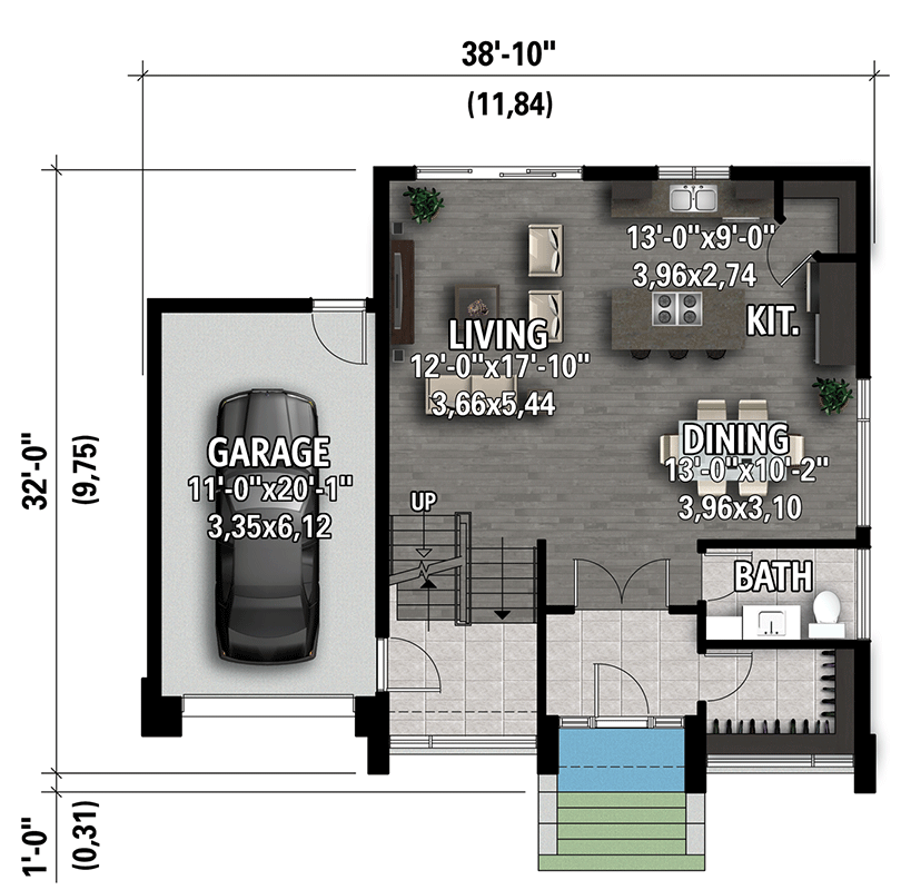 Plan 801042PM: 2-Story Contemporary Home Plan with Panoramic Windows - Floor Plan - Main Level - Contemporary, Modern, Northwest