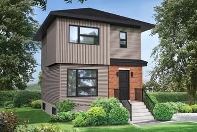 3 Bed Urban 2-Story House Plan with Just Under 950 Sq Ft of Living