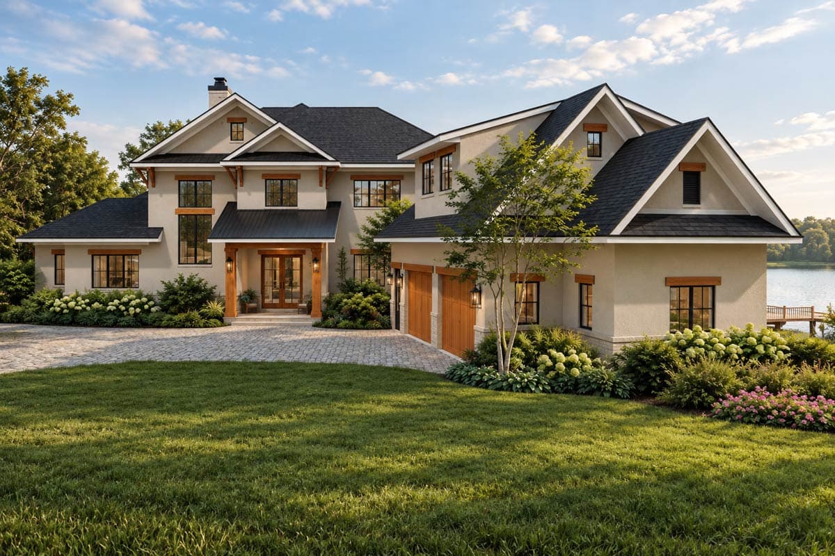 Plan 871031JEN: 4-Bed Lake House Plan with Elevator and Apartment Above Angled Garage - Image #10 - European, Transitional