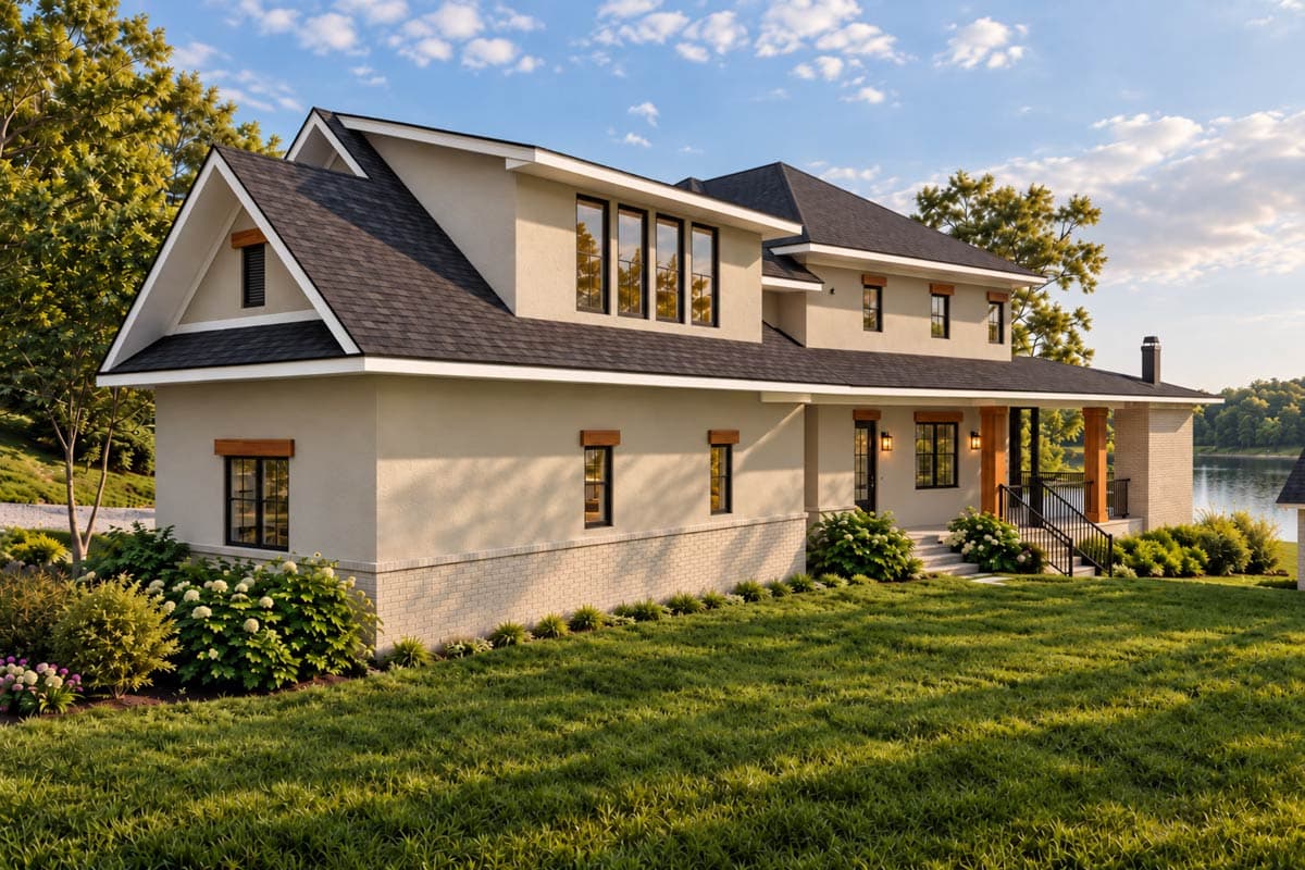 Plan 871031JEN: 4-Bed Lake House Plan with Elevator and Apartment Above Angled Garage - Image #6 - European, Transitional