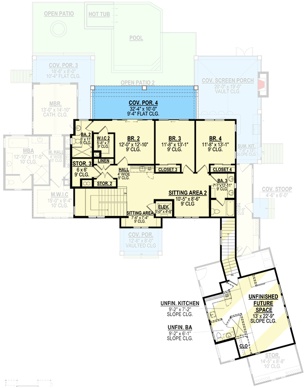 Plan 871031JEN: 4-Bed Lake House Plan with Elevator and Apartment Above Angled Garage - Floor Plan - 2nd Floor - European, Transitional