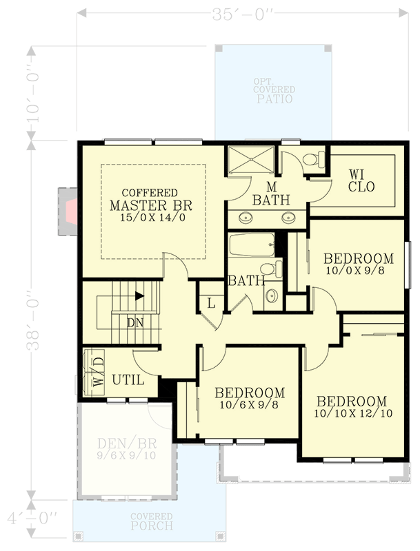 Plan 28080J: 2-Story Contemporary Home Plan with Flex Room Giving you a Potential Fifth Bedroom - Floor Plan - 2nd Floor