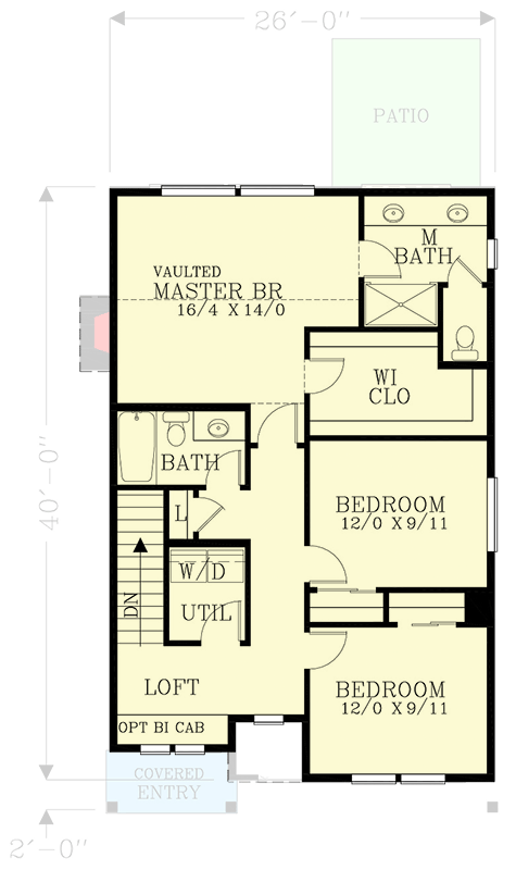 Plan 28086J: 1631 Square Foot Craftsman Home Plan Just 26-Feet Wide - Floor Plan - 2nd Floor - Craftsman, Northwest