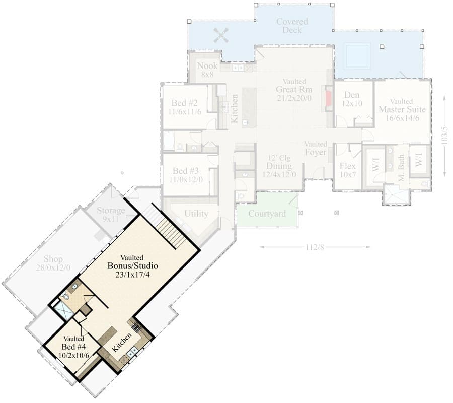 Plan 85410MS: 3500 Square Foot Rustic Mountain Ranch House Plan with Apartment Above Garage - Floor Plan - 2nd Floor - Country, Mountain, New American, Rustic, Traditional