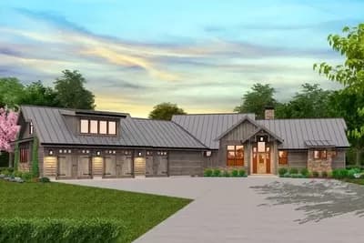 3500 Square Foot Rustic Mountain Ranch House Plan with Apartment Above Garage