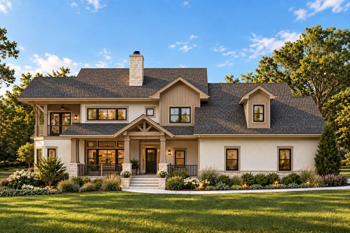 Plan 871032JEN: New American Country House Plan with Screened Porch and Main-level Master Bedroom - Image #4 - Country, Craftsman, New American, Traditional