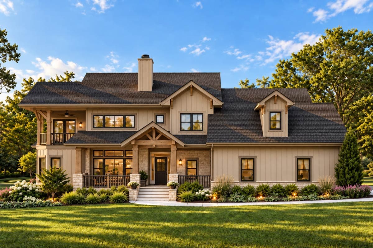 Plan 871032JEN: New American Country House Plan with Screened Porch and Main-level Master Bedroom - Image #2 - Country, Craftsman, New American, Traditional