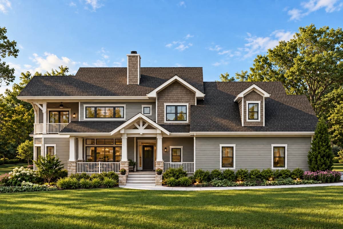 Plan 871032JEN: New American Country House Plan with Screened Porch and Main-level Master Bedroom - Image #3 - Country, Craftsman, New American, Traditional