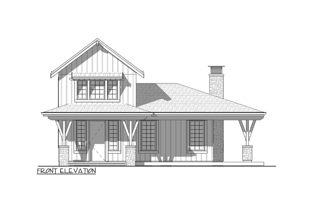 Plan 330005WLE: 2-Bed House Plan Under 1000 Square Feet with 3-Sided Wraparound Porch - Image #5 - Cottage, Country, Mountain, Rustic, Traditional