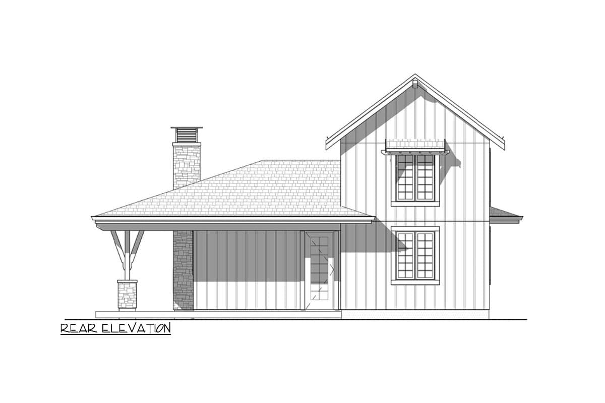 Plan 330005WLE: 2-Bed House Plan Under 1000 Square Feet with 3-Sided Wraparound Porch - Image #7 - Cottage, Country, Mountain, Rustic, Traditional