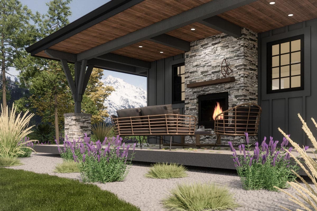 Plan 330005WLE: 2-Bed House Plan Under 1000 Square Feet with 3-Sided Wraparound Porch - Image #4 - Cottage, Country, Mountain, Rustic, Traditional