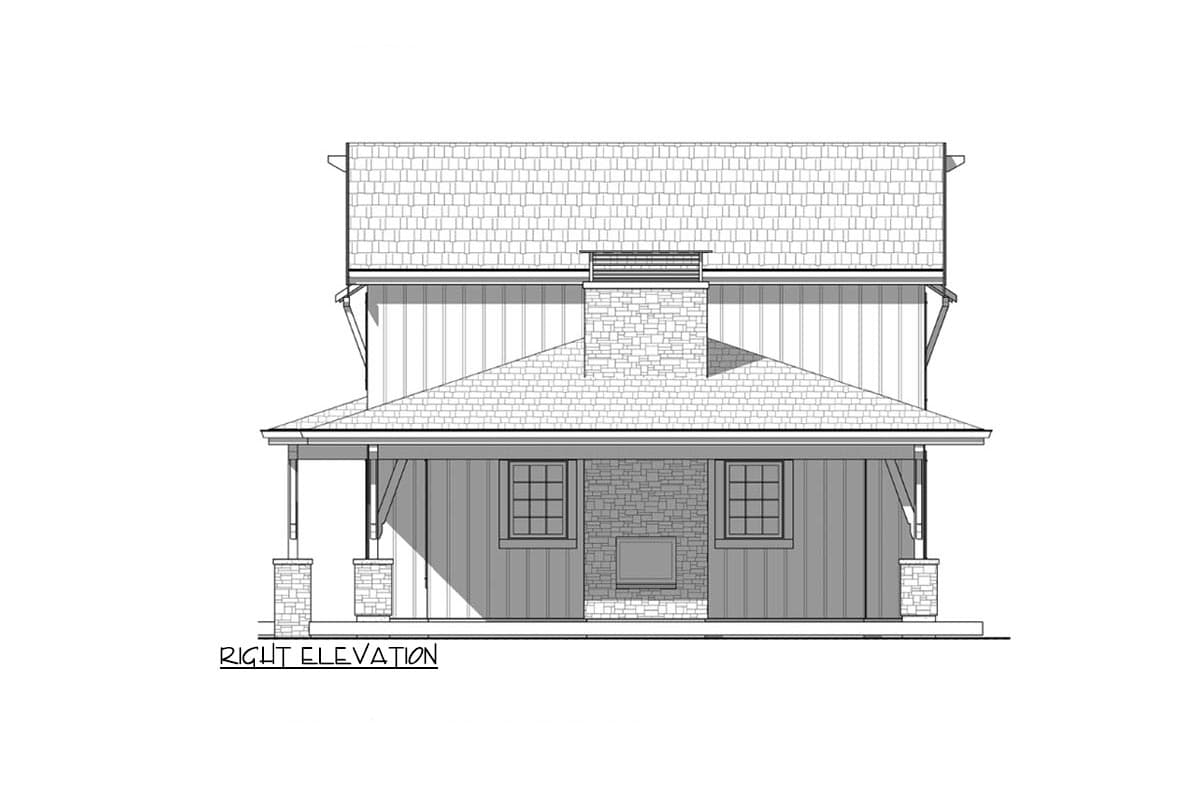 Plan 330005WLE: 2-Bed House Plan Under 1000 Square Feet with 3-Sided Wraparound Porch - Image #8 - Cottage, Country, Mountain, Rustic, Traditional